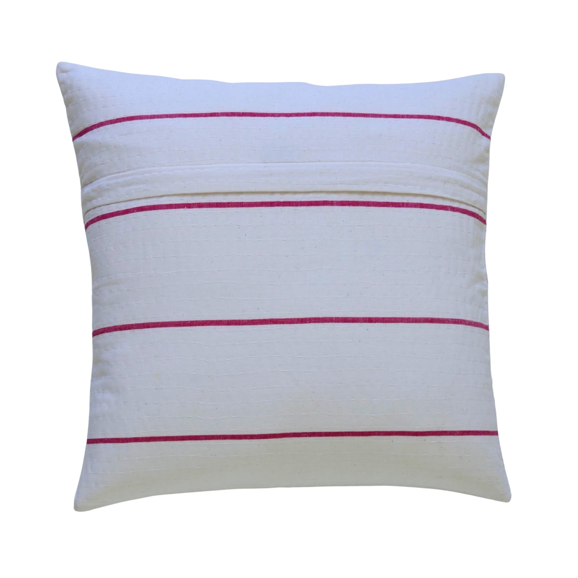 Stone and Red Ticking Cushion (1)
