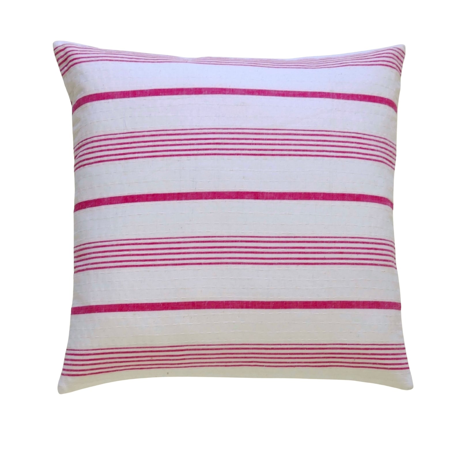 Stone and Red Ticking Cushion (1)