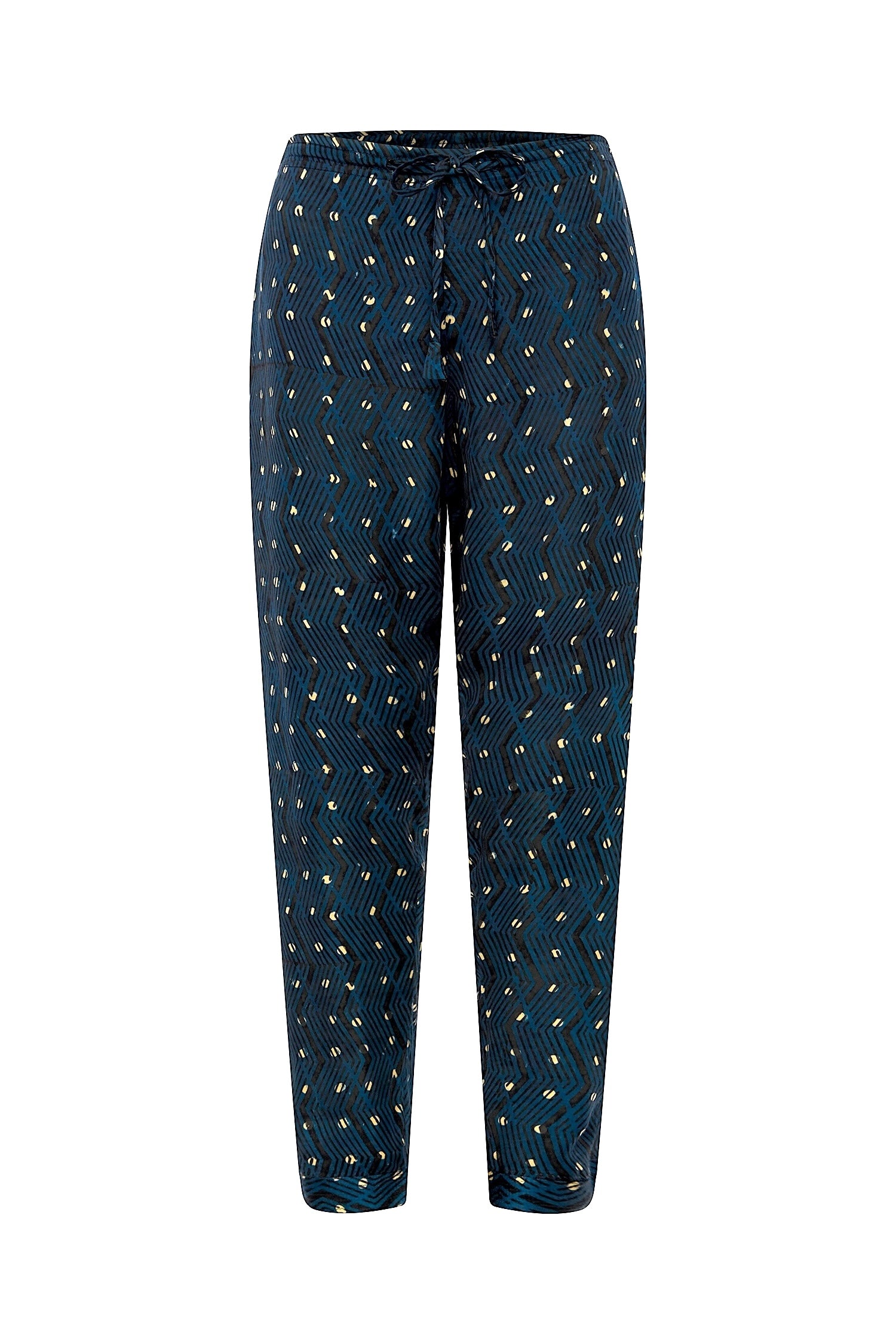 Indigo Geometric Spot Silk Trouser