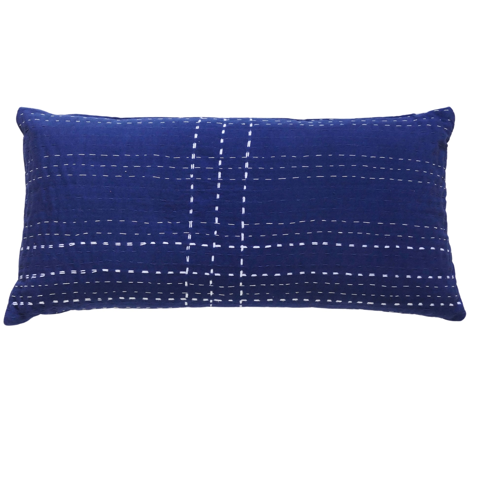 Indigo Bolster with White Stitching
