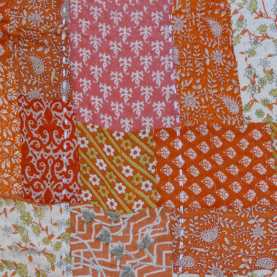 Tangerine Tango Vintage Sari Quilt