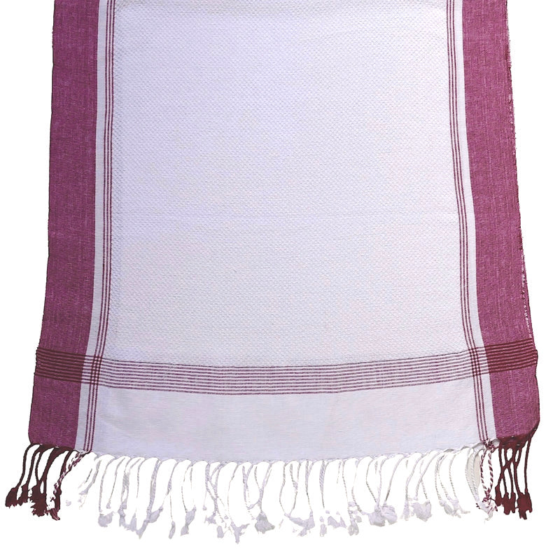 White Towel with Maroon Stripe