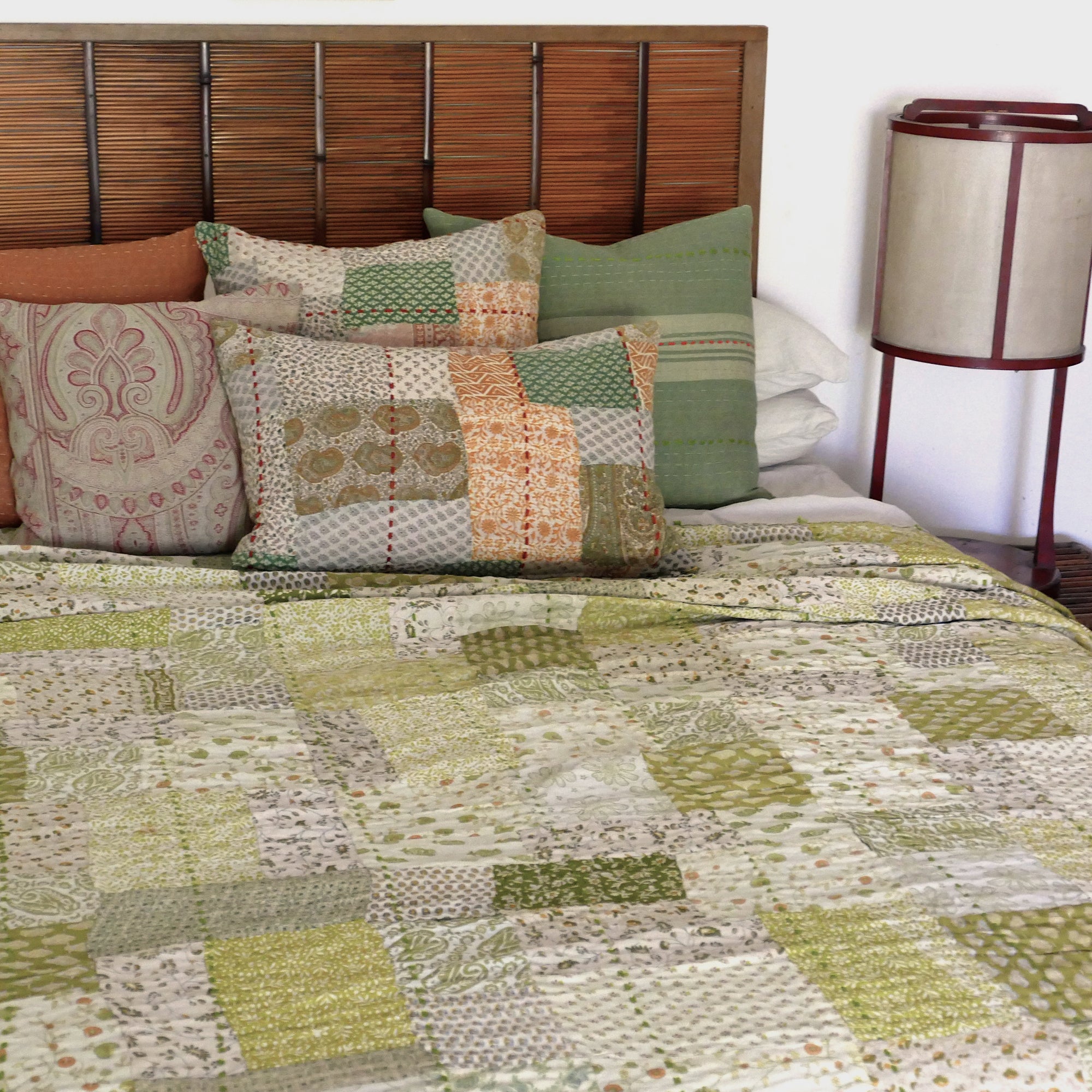 Geranium patchwork cushion