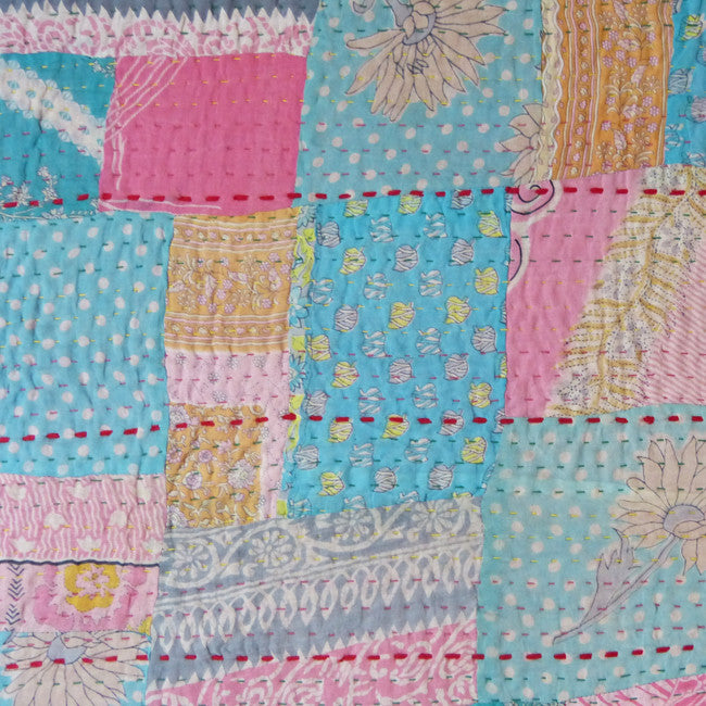 Pink Aquatic Vintage Sari Quilt