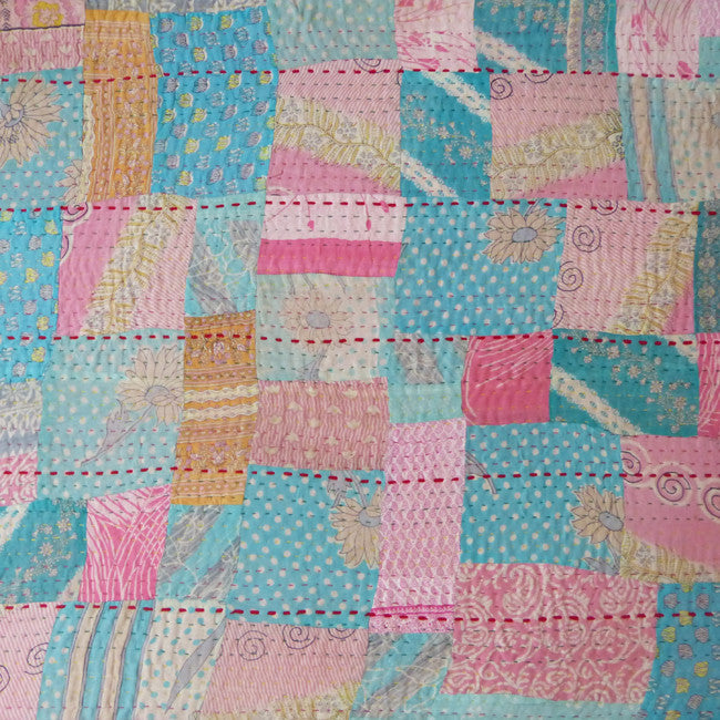 Pink Aquatic Vintage Sari Quilt
