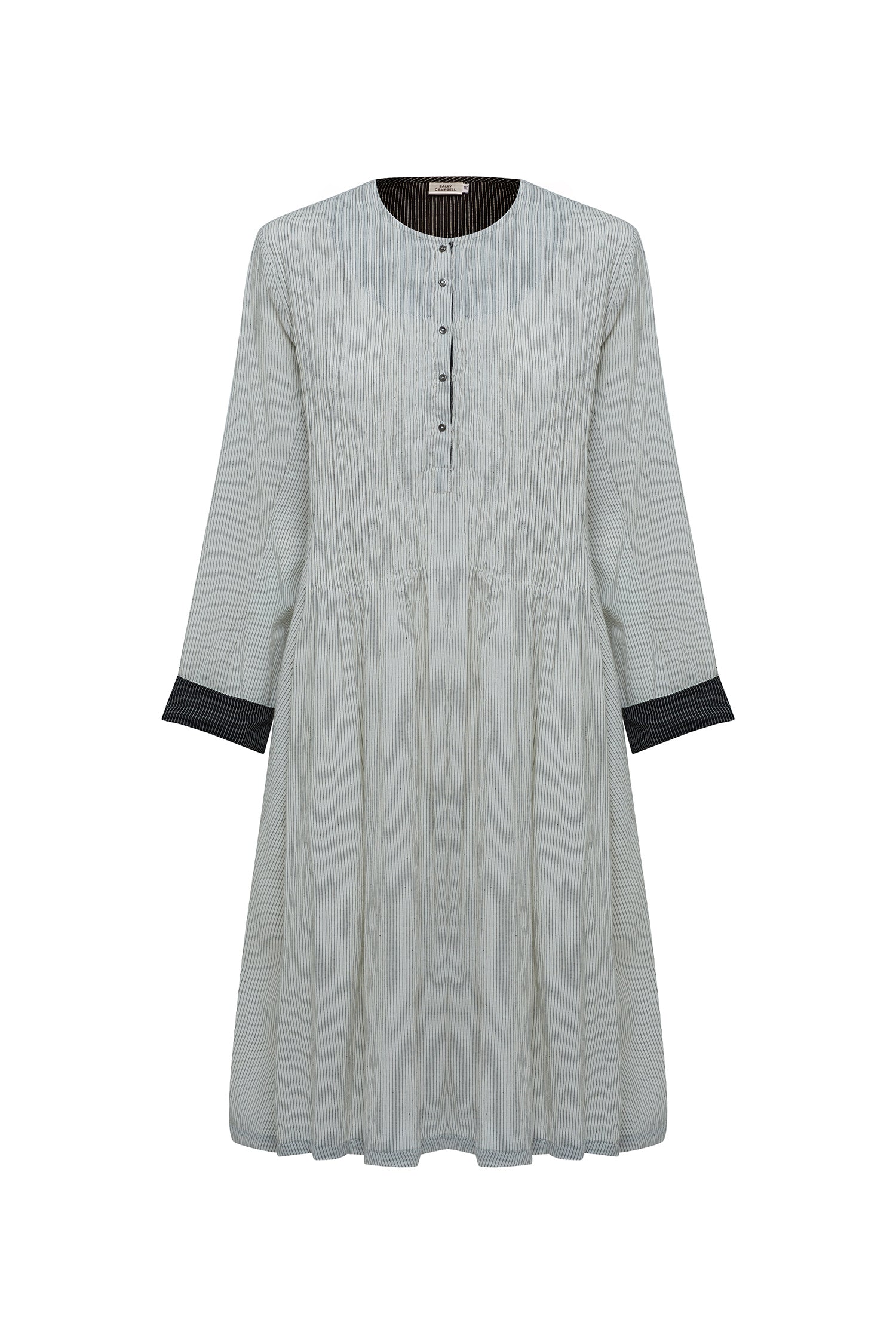 White Pinstripe Twirling Dress