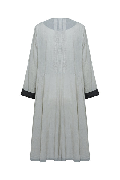 White Pinstripe Twirling Dress