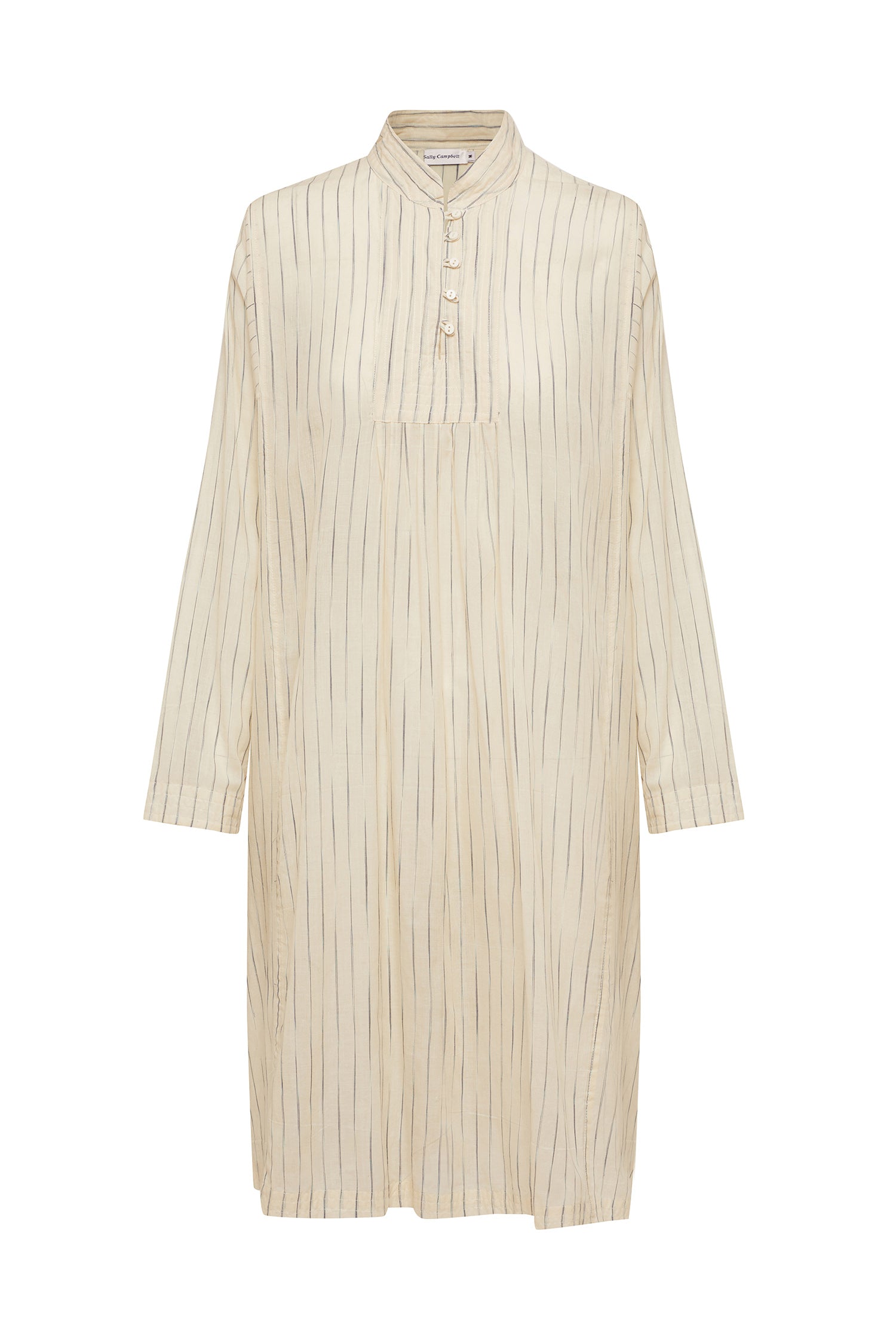 Cream/ Navy Pinstripe Smock Dress - Sally Campbell, Handmade Textiles