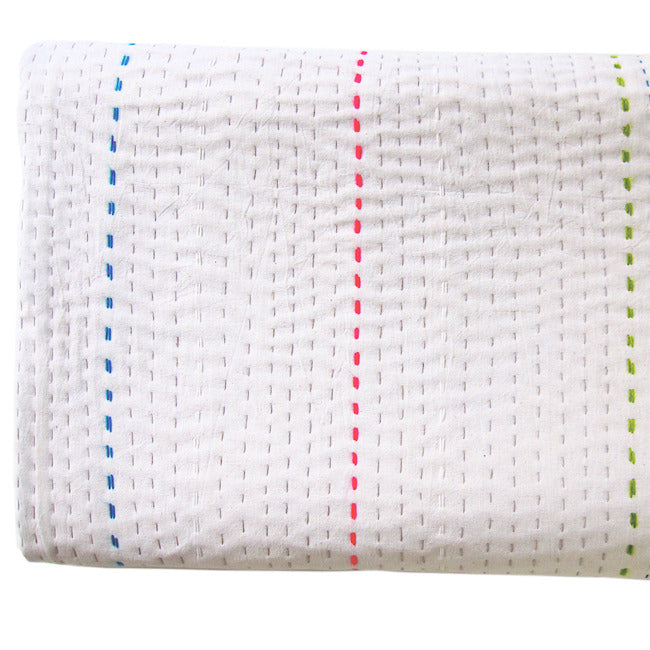 Ivory with coloured stitch quilt