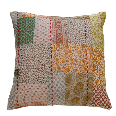 Geranium patchwork cushion