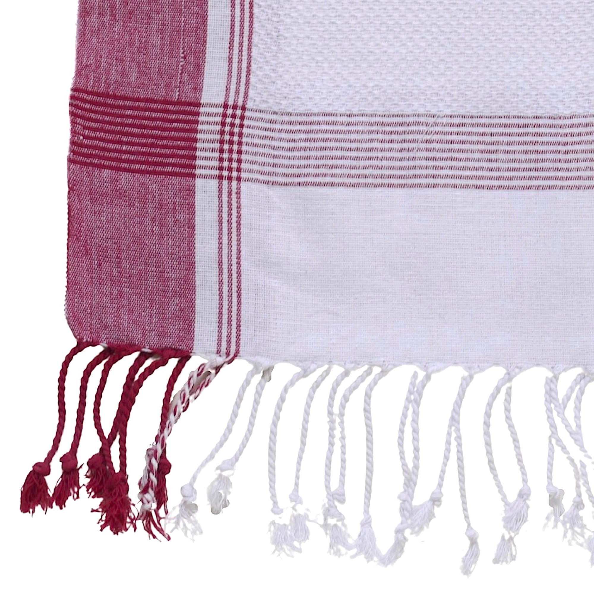 White Towel with Maroon Stripe