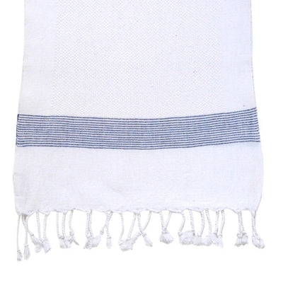 White Towel with Blue Stripe