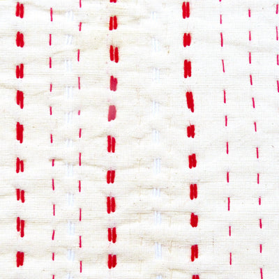 Cream with Red stitch quilt