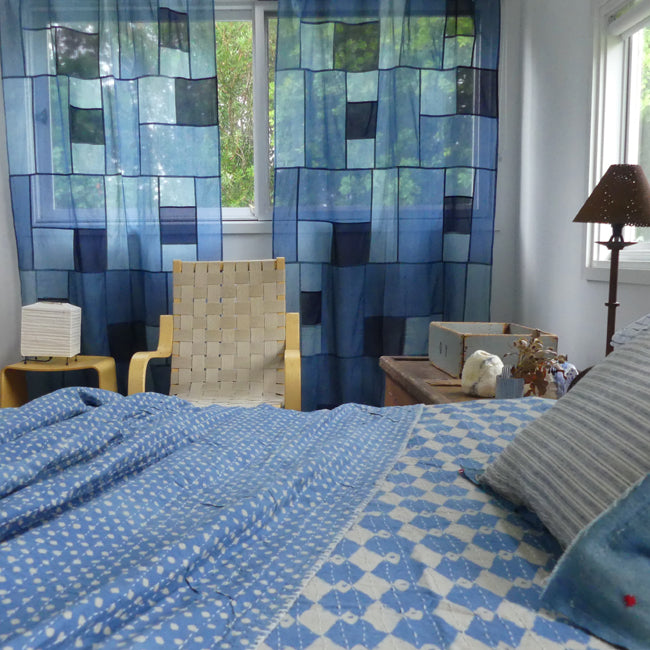 Indigo Pojagi curtain