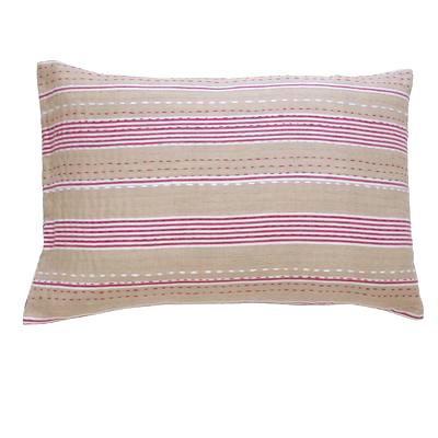 Red and Tan Ticking Cushion (1)