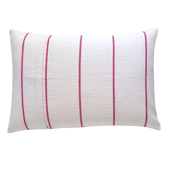 Stone and Red Ticking Cushion (2)