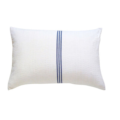 White with Navy Stripe Cushion
