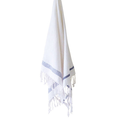 White Towel with Blue Stripe