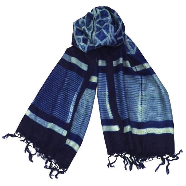 Indigo Shibori Silk Scarf