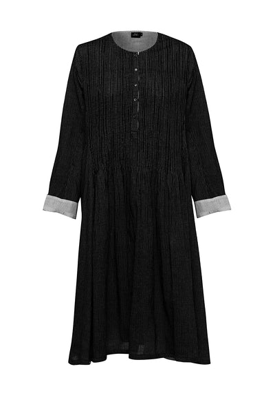 Black Pinstripe Twirling Dress