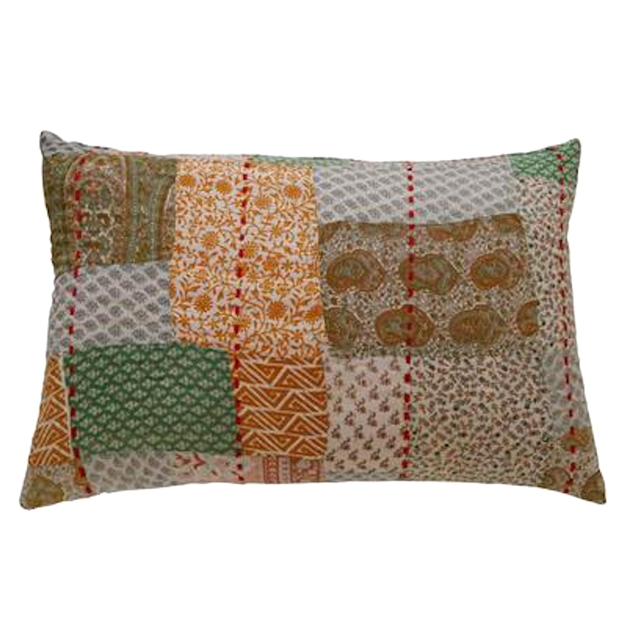 Grasshopper patchwork cushion