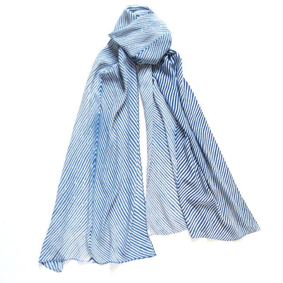 Indigo Silk Shibori - Stripe Scarf