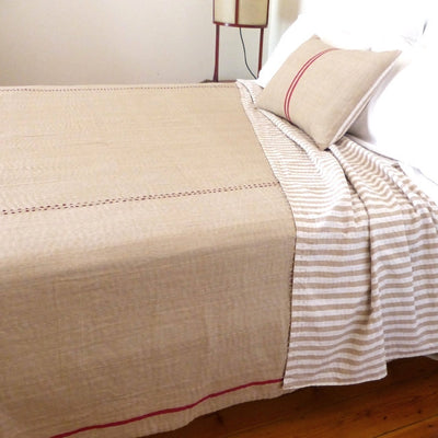 Tan with Burgundy Stripe Quilt