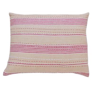 Red and Tan Ticking Cushion (2)