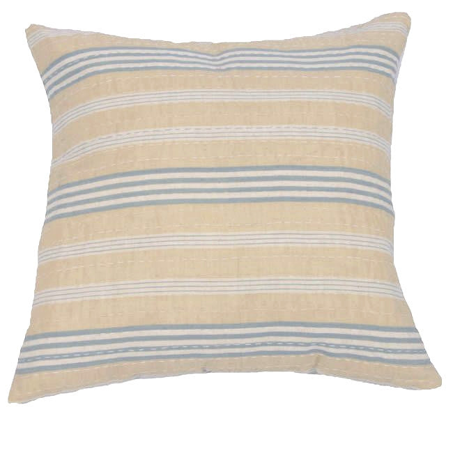 Blue and Tan Ticking Cushion